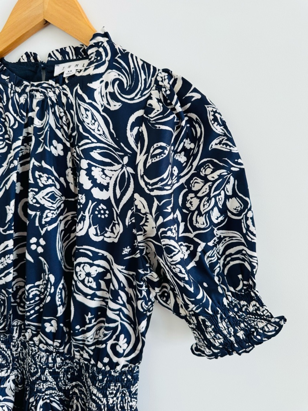 THML wear once - Navy and White Paisley Mini Dress - Picture 3 of 6